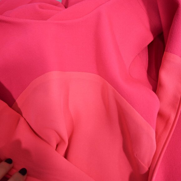 Christopher Kane Size 8 Wool Neon Pink Pleated Sleeveless Mini Dress - Picture 6 of 8